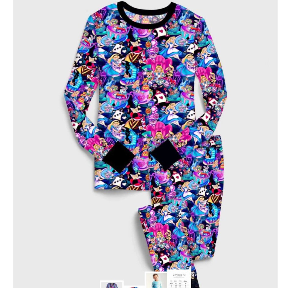 NWT Little Snuggles Alice in Wonderland 2-piece Bamboo Pajama set - size 18/24